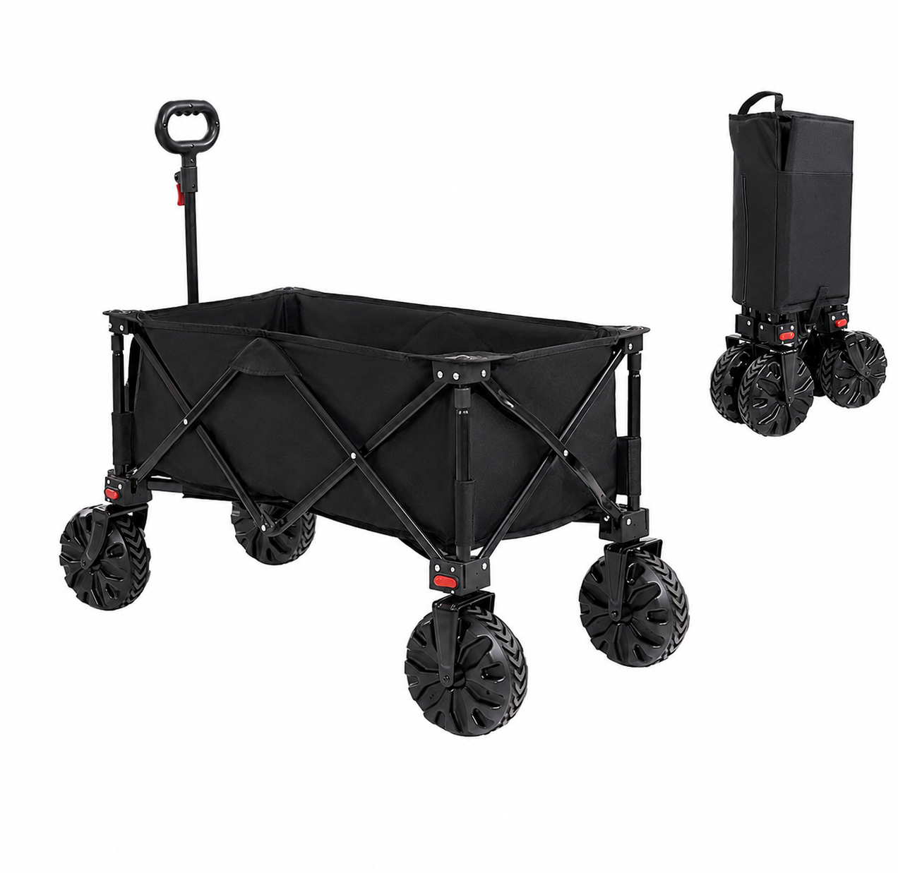 200L Folding Camping Wagon 100kg – Heavy Duty Beach & Garden Trolley Black