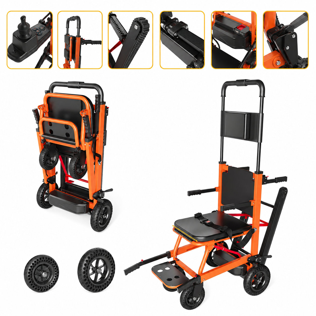 Motorized Stair Climbing Wheelchair – Foldable Electric Mobility Chair 440lb Capacity