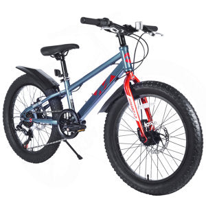 20 Inch Kids Fat Tire Mountain Bike – 7 Speed Bicycle with Dual Disc Brakes