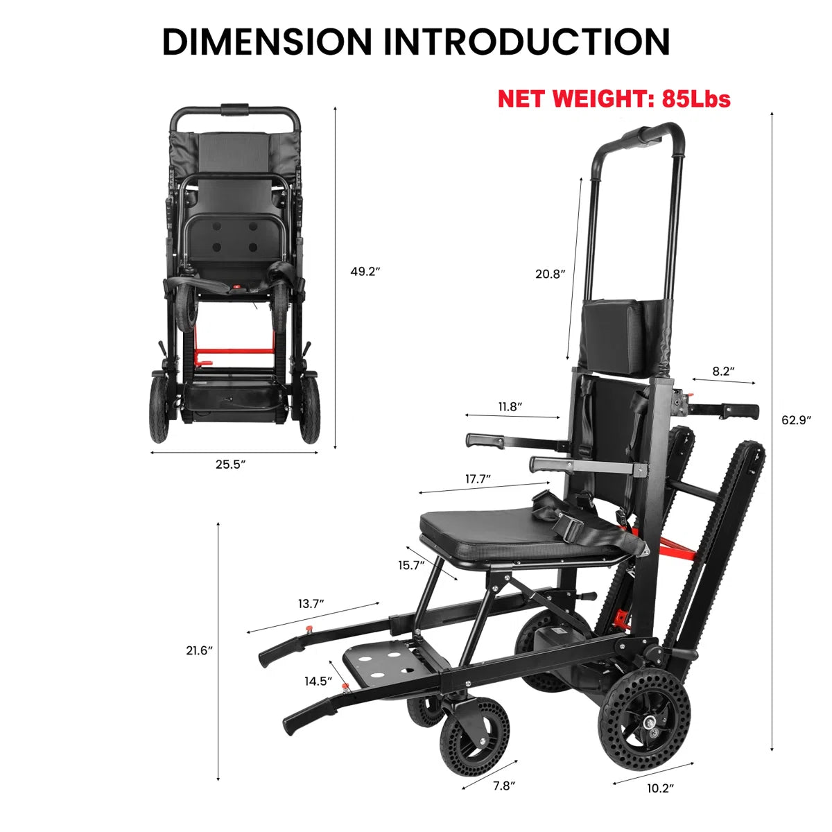 Motorized Portable Stair Lift Chair – Foldable 480lb Capacity Mobility Transport Chair