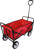BURAKH Folding Wagon 70kg Collapsible Camping Trolley Cart – Red