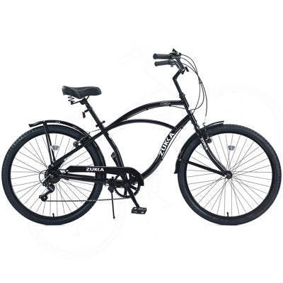 26 Inch 7 Speed Beach Cruiser Bike – Men's Steel Frame City Bicycle