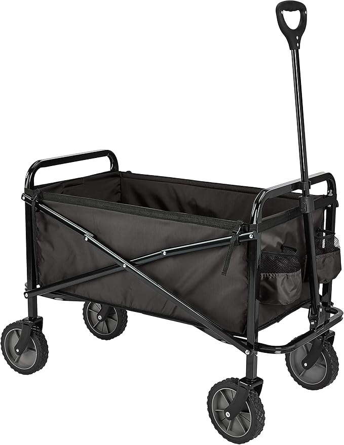 Foldable Garden Utility Wagon 120kg – Heavy Duty Camping & Beach Trolley Black