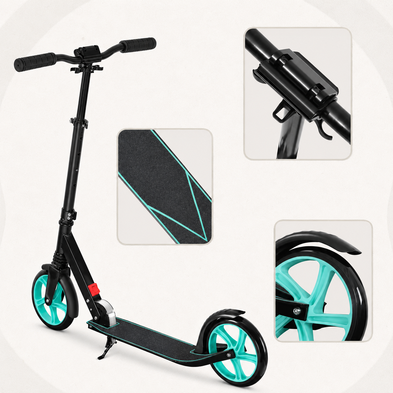 FED FITNESS Foldable Kick Scooter for Kids, Teens & Adults – Green