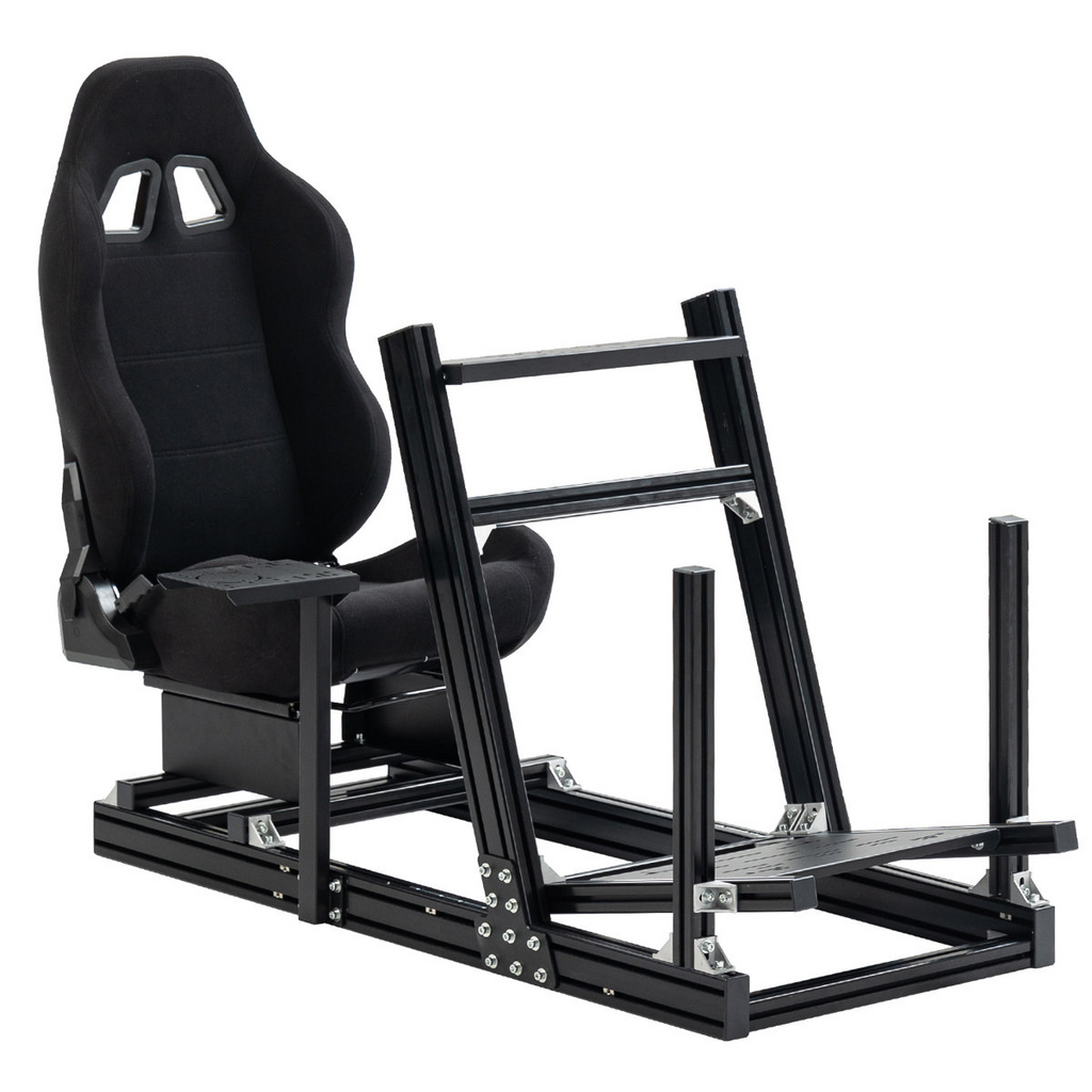 Anman Racing Simulator Cockpit Aluminum with Black Seat