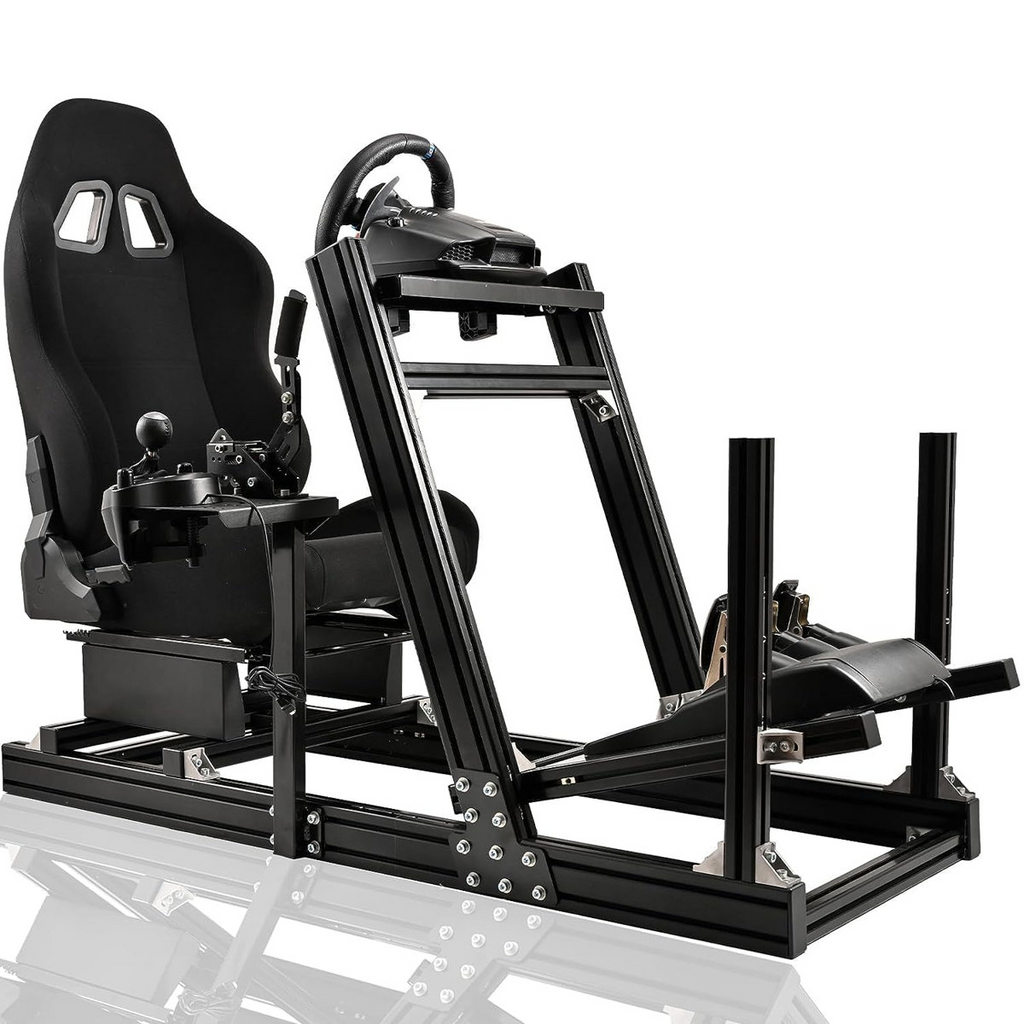 Anman Racing Simulator Cockpit Aluminum with Black Seat