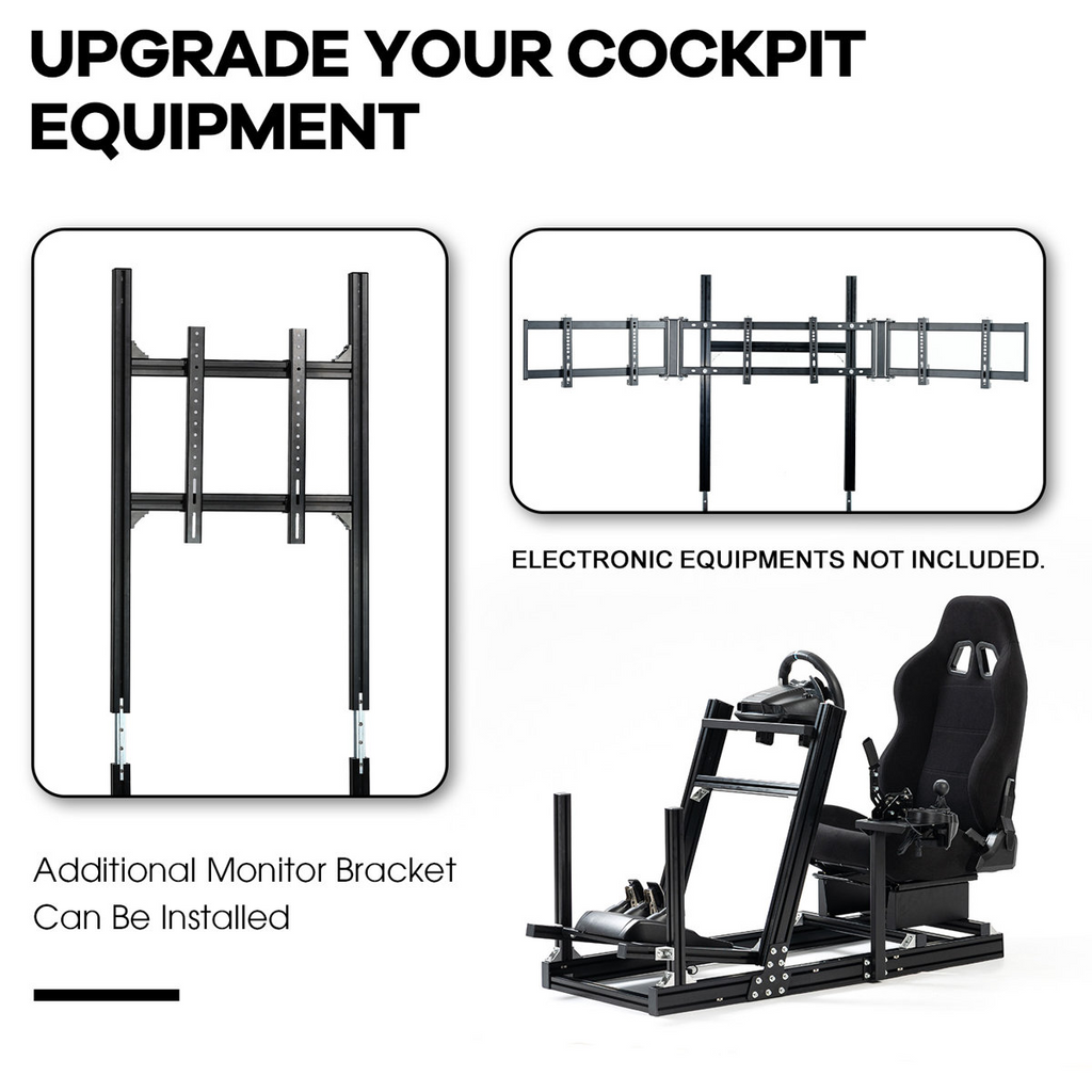 Anman Racing Simulator Cockpit Aluminum with Black Seat