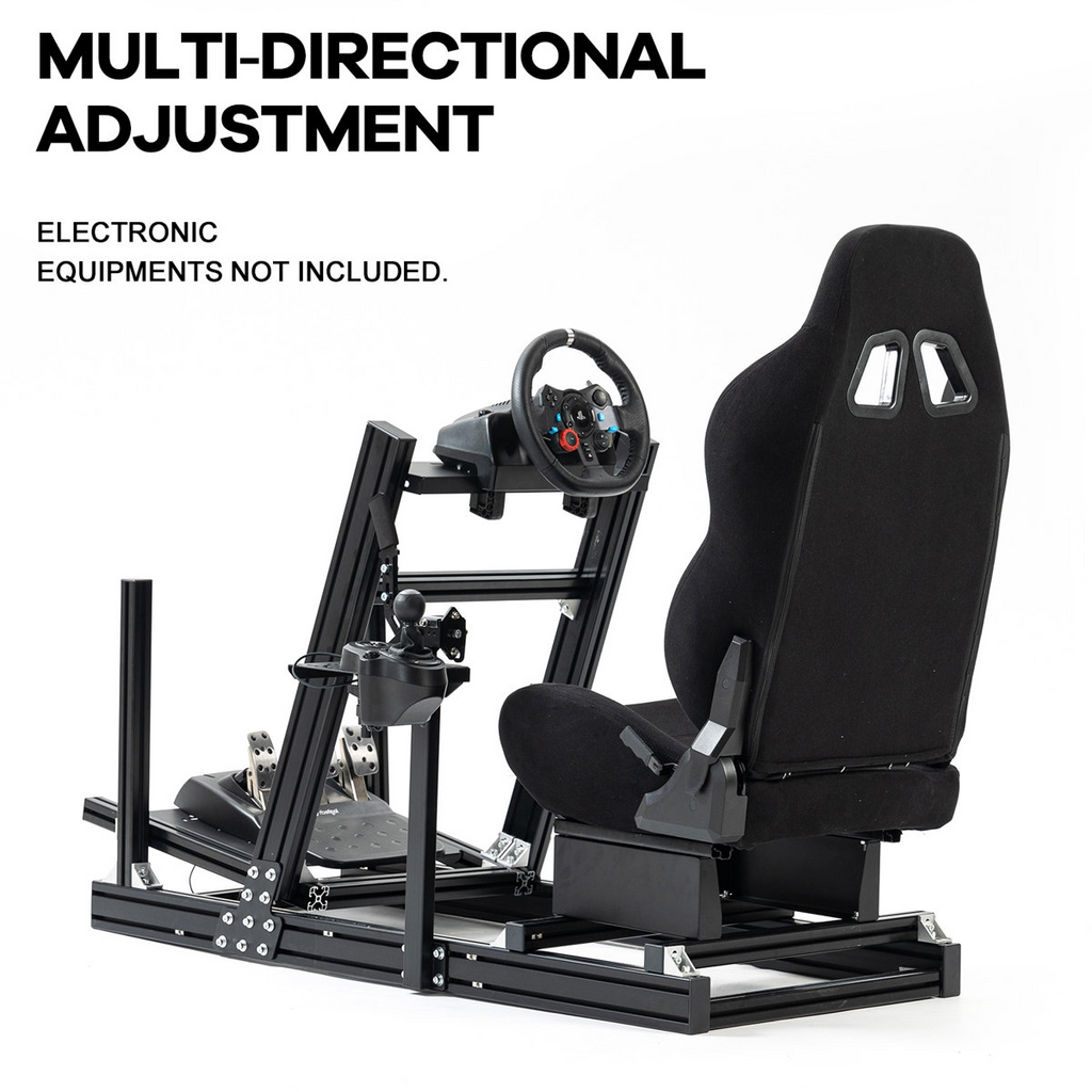 Anman Racing Simulator Cockpit Aluminum with Black Seat