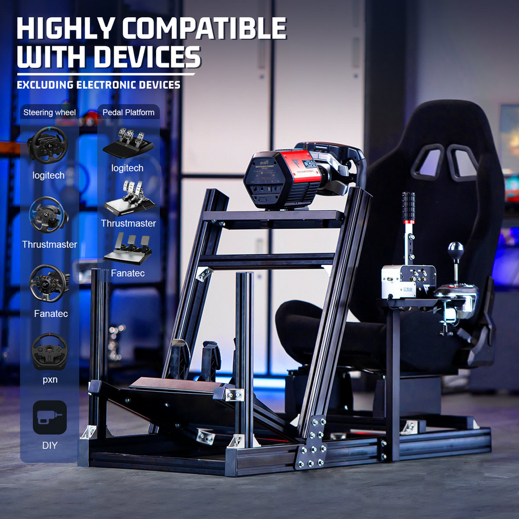 Anman Racing Simulator Cockpit Aluminum with Black Seat