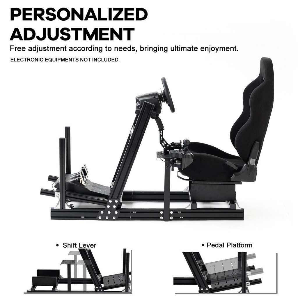 Anman Racing Simulator Cockpit Aluminum with Black Seat