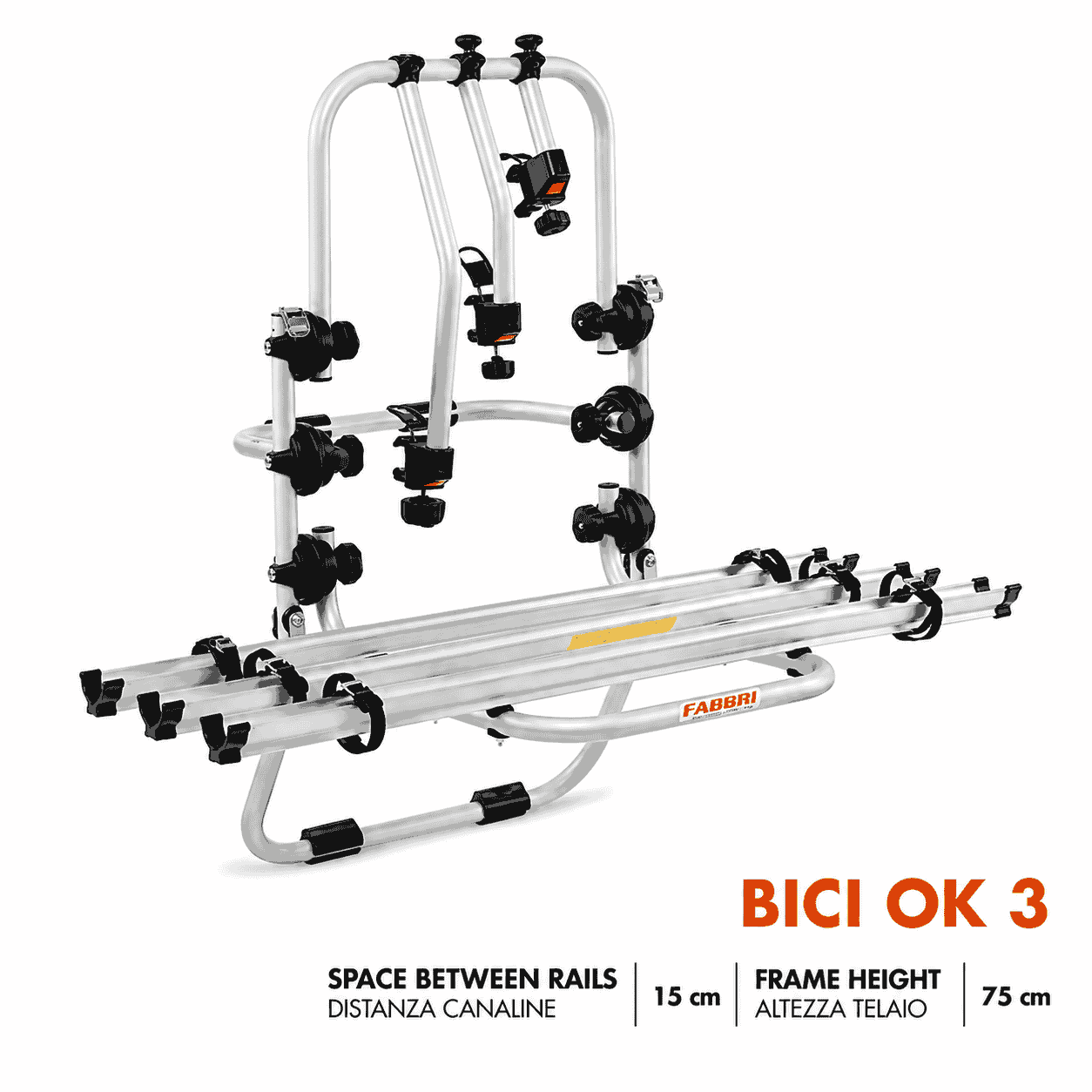 Fabbri Bike Ok Rear Bike Rack for 2 or 3 Bikes Aluminium Hatchback Carrier