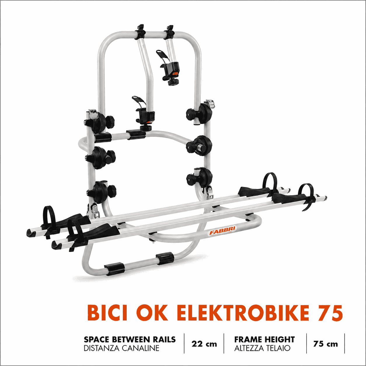 Fabbri Bici Ok Elektrobike Rear E Bike Rack for 2 Bikes Aluminium Hatchback Carrier