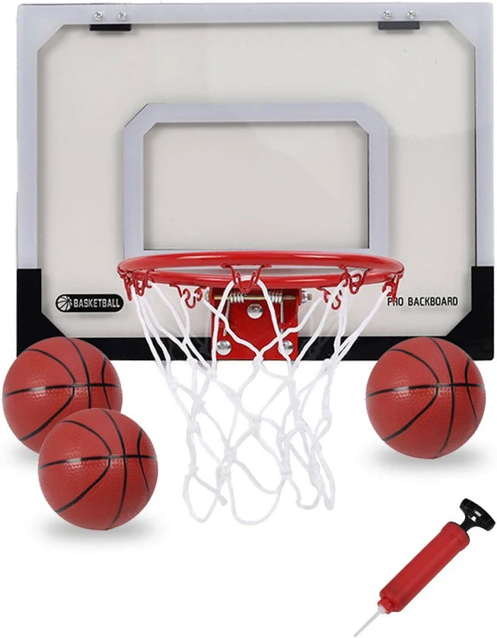 HoopMaster Indoor Mini Basketball Set – Over-Door Hoop with 4 Balls