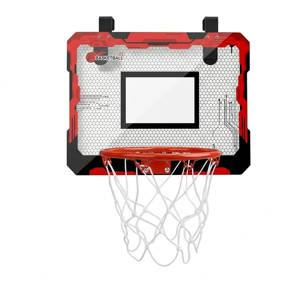 HoopMaster Indoor Mini Basketball Set – Over-Door Hoop with 4 Balls