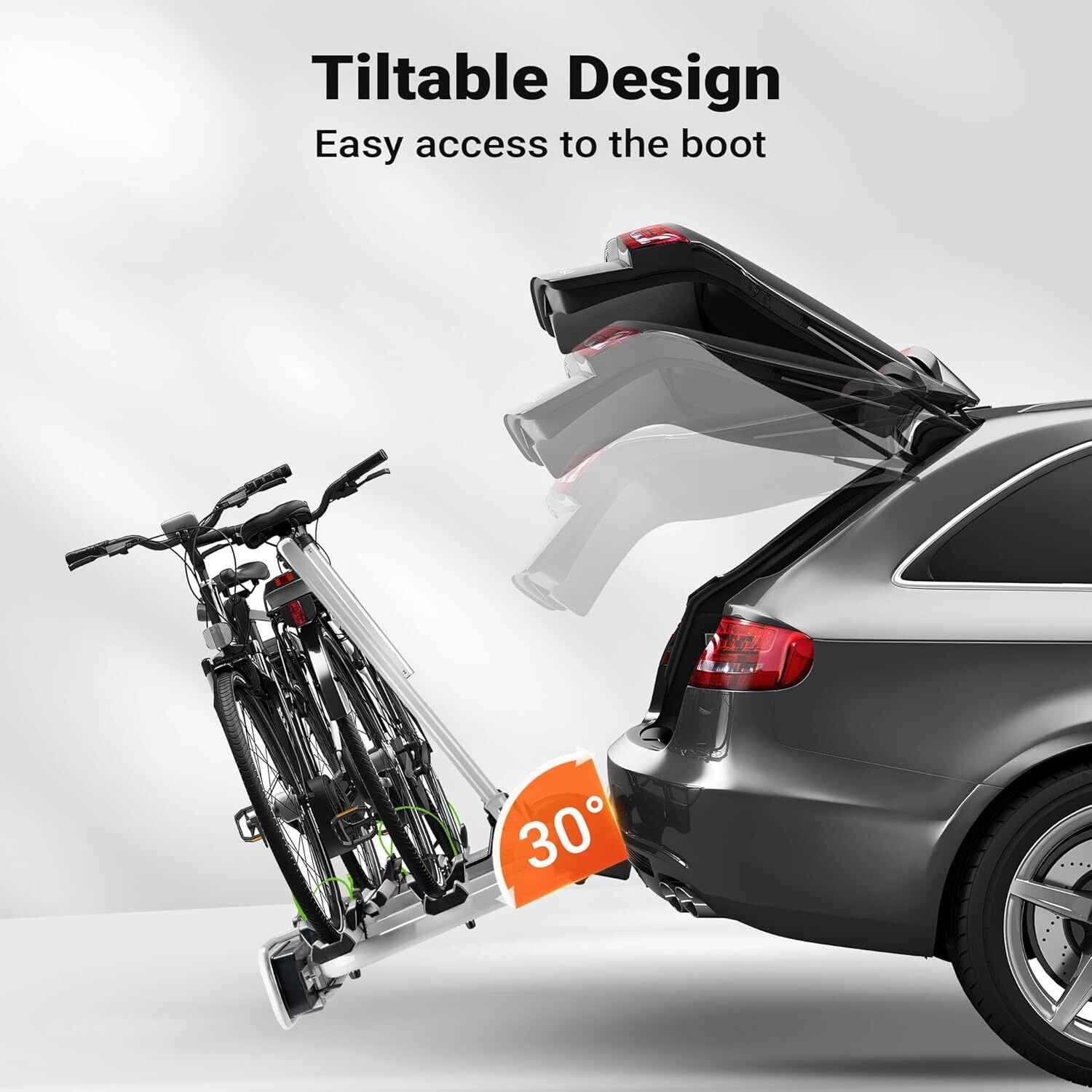 Foldable Towbar Bike Rack for 2 Bikes – Tilting Hitch Mount Carrier with Anti-Theft Lock