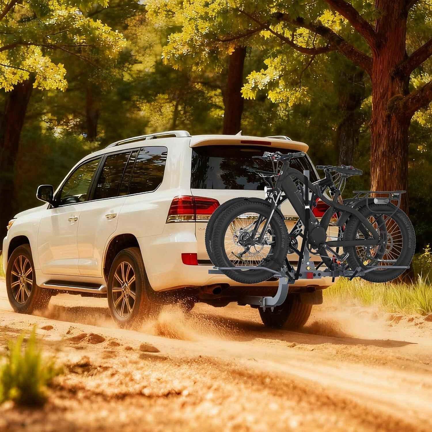 Foldable 2-Bike Hitch Mount Rack – Tilting Bike Carrier for E-Bikes & Fat Bikes