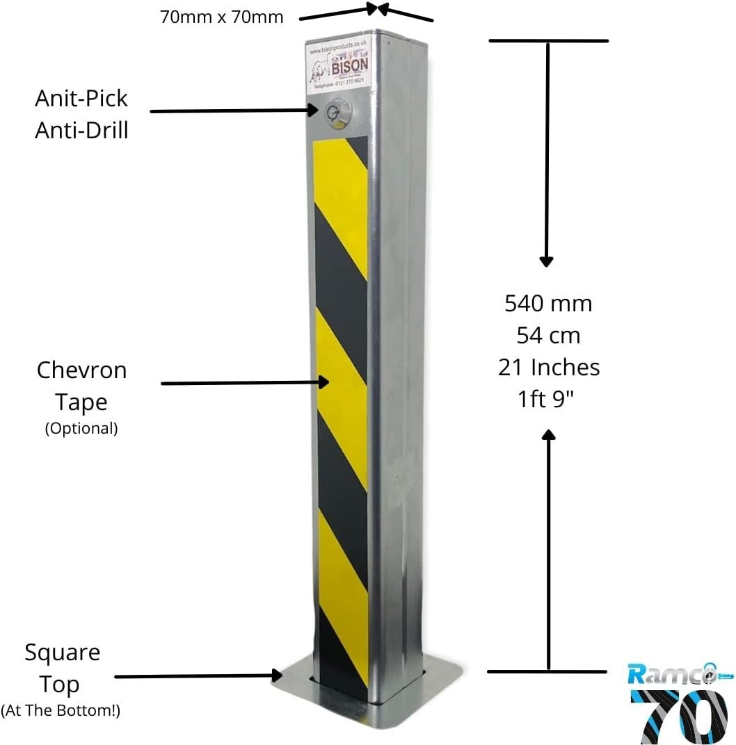 Telescopic Driveway Security Bollard 540mm – Anti-Drill Lock, Zinc Coated Parking Post with 2 Keys