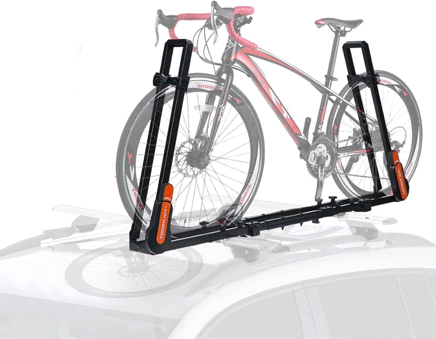Roof Mount Bike Rack for Car – Upright Bicycle Carrier with Ratchet Lock